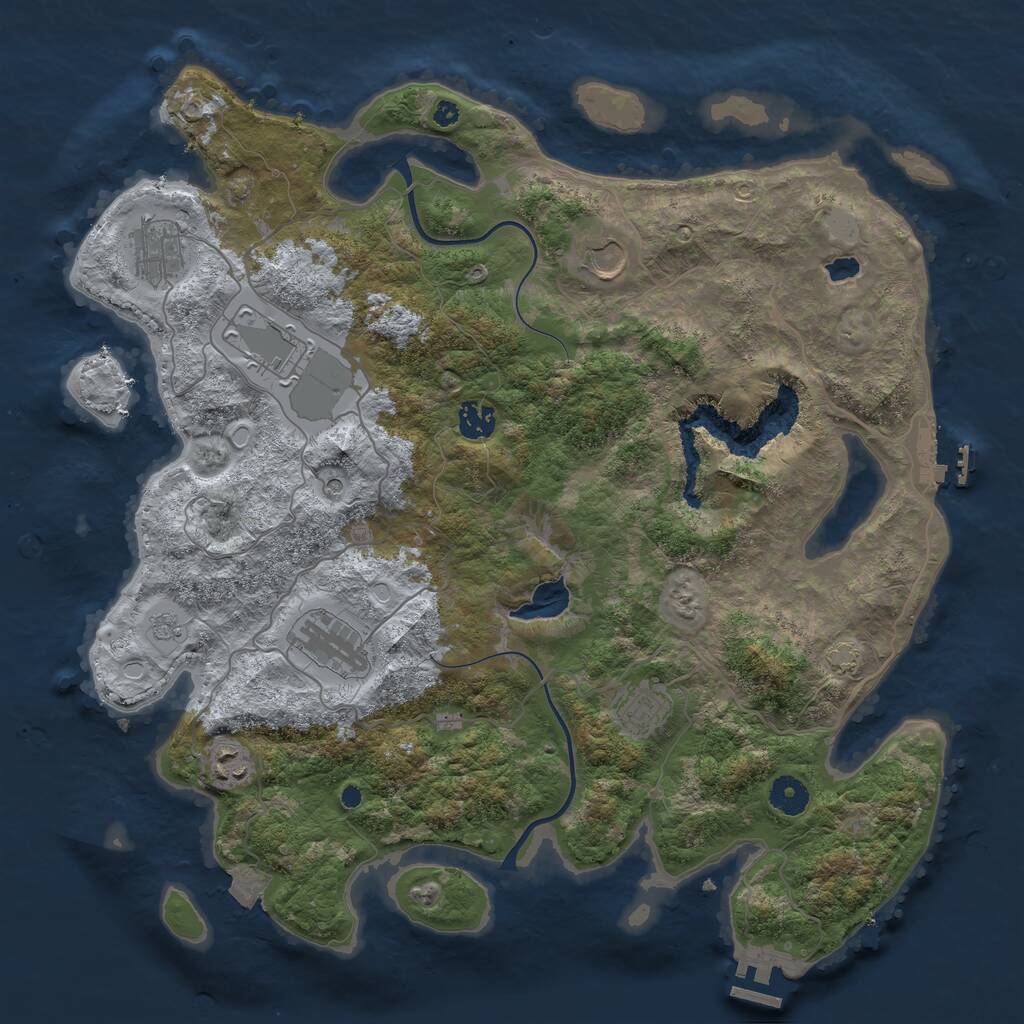Rust Map: Procedural Map, Size: 4000, Seed: 1877809358, 13 Monuments