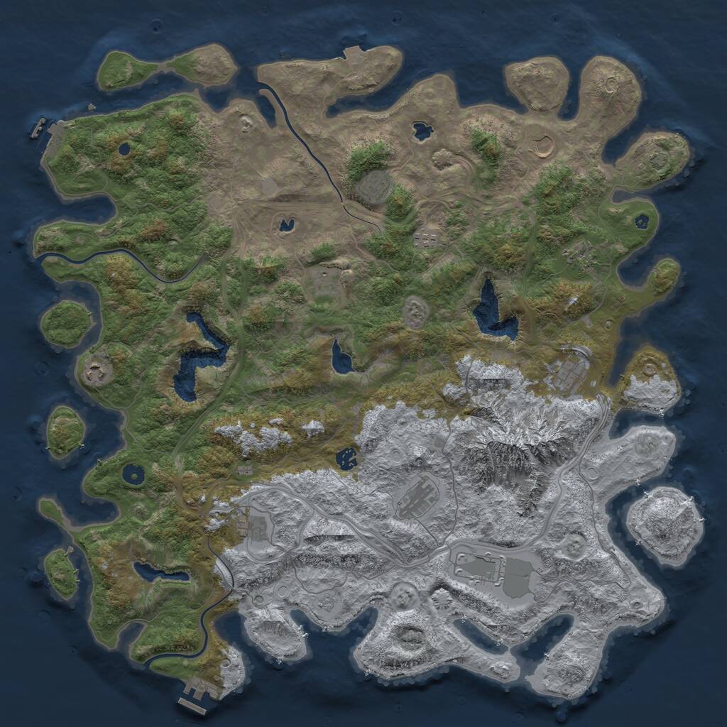 Rust Map: Procedural Map, Size: 5000, Seed: 1293136861, 17 Monuments