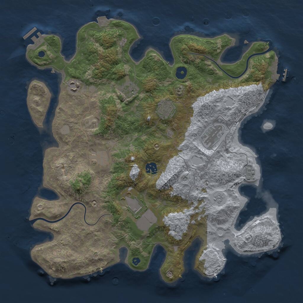Rust Map: Procedural Map, Size: 3800, Seed: 715158828, 14 Monuments