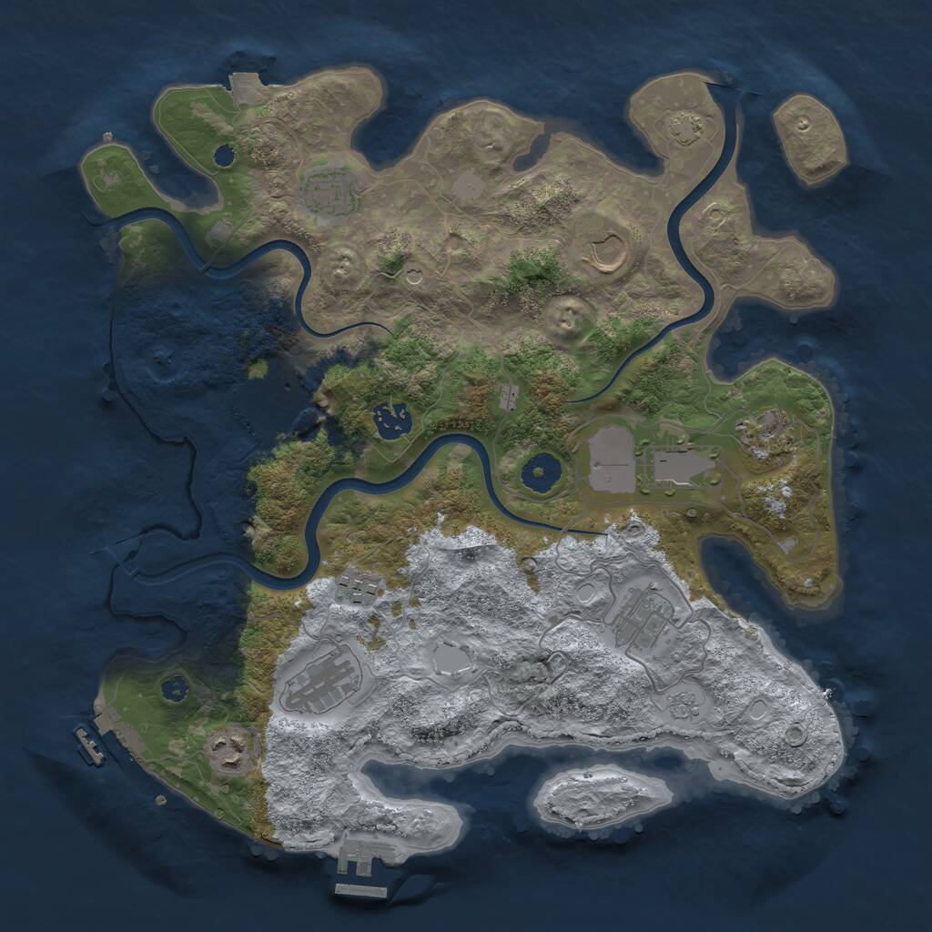 Rust Map: Procedural Map, Size: 3650, Seed: 2538007, 16 Monuments