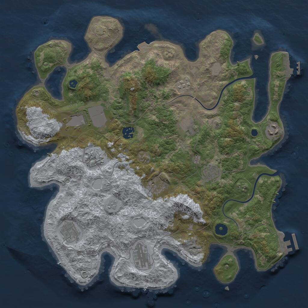 Rust Map: Procedural Map, Size: 3750, Seed: 2096706454, 16 Monuments