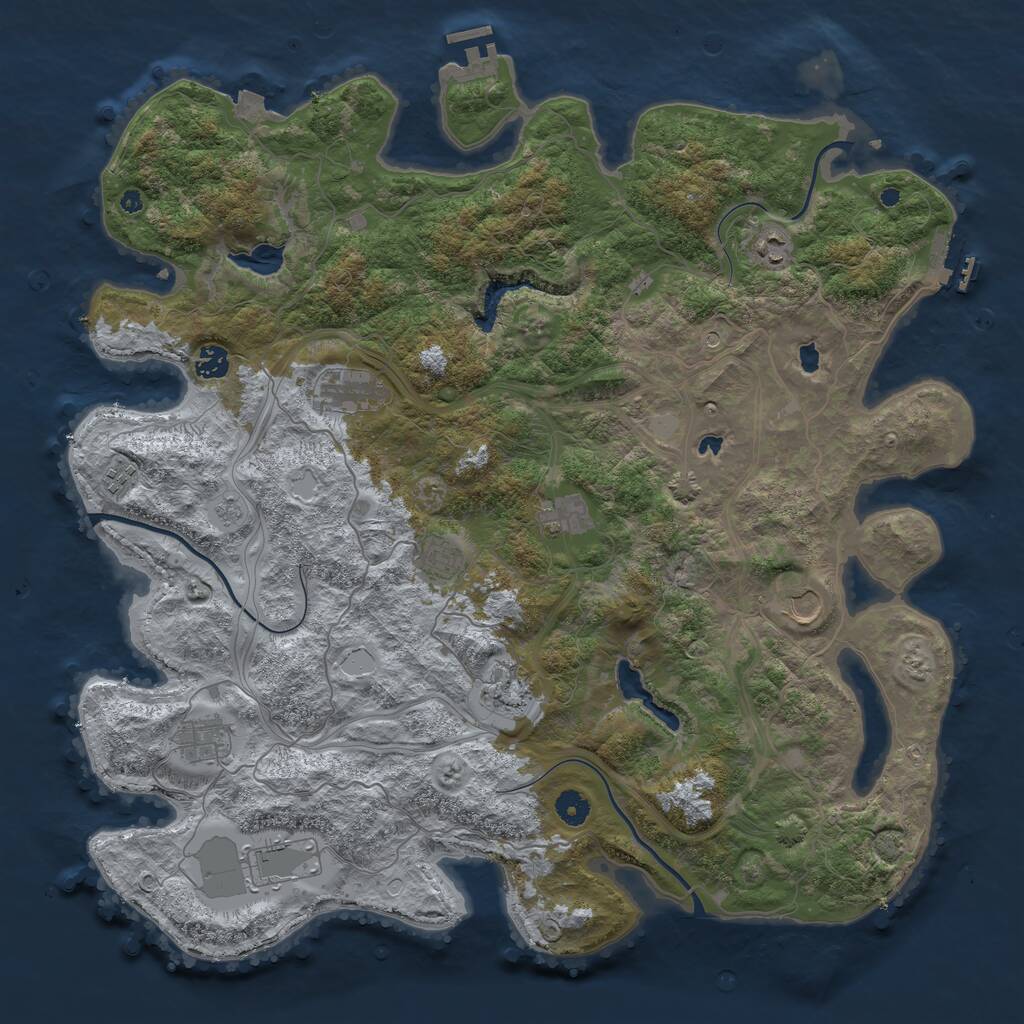 Rust Map: Procedural Map, Size: 4500, Seed: 1226866592, 16 Monuments