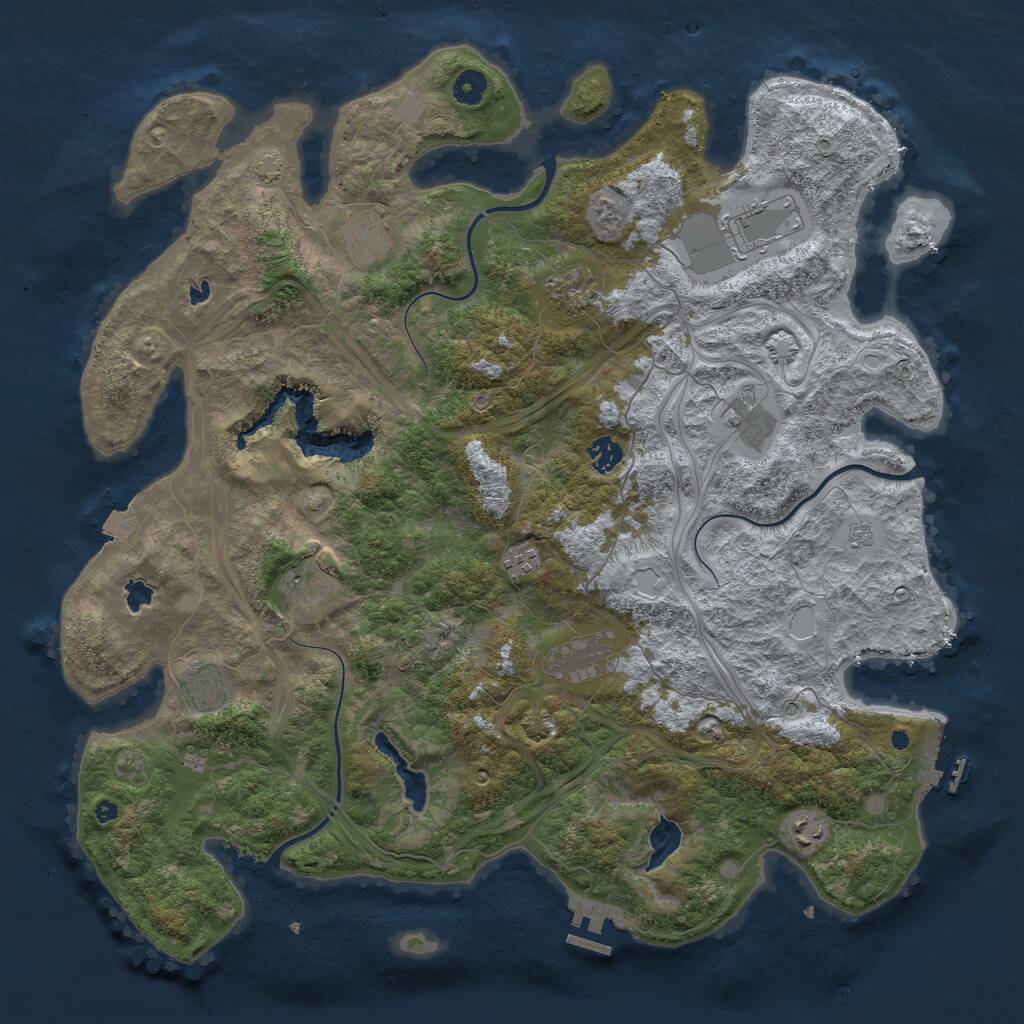 Rust Map: Procedural Map, Size: 4500, Seed: 1347454971, 16 Monuments