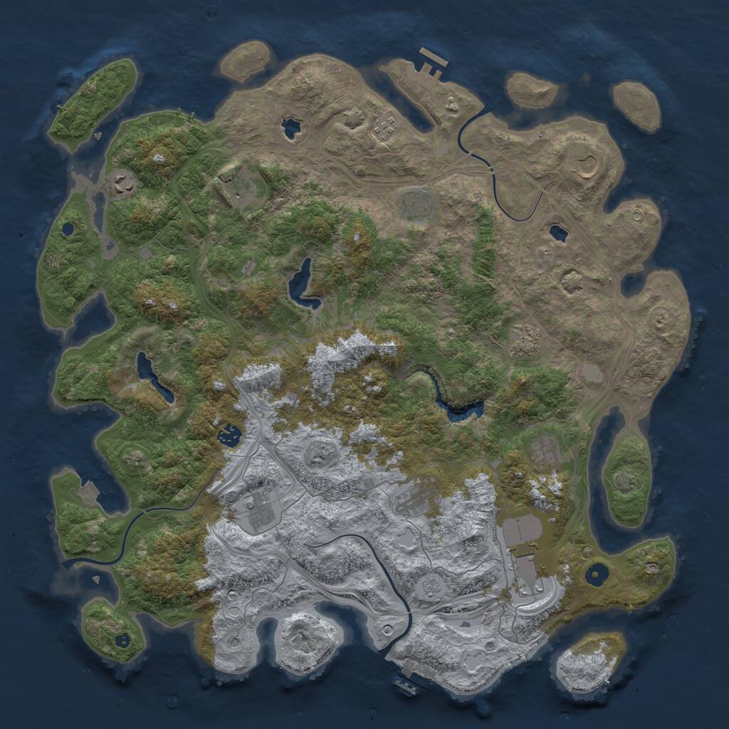 Rust Map: Procedural Map, Size: 4800, Seed: 855228214, 17 Monuments