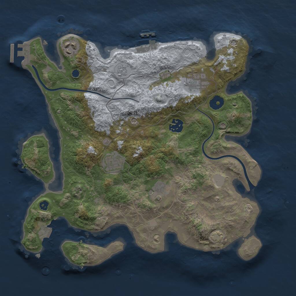 Rust Map: Procedural Map, Size: 3200, Seed: 1555738056, 11 Monuments