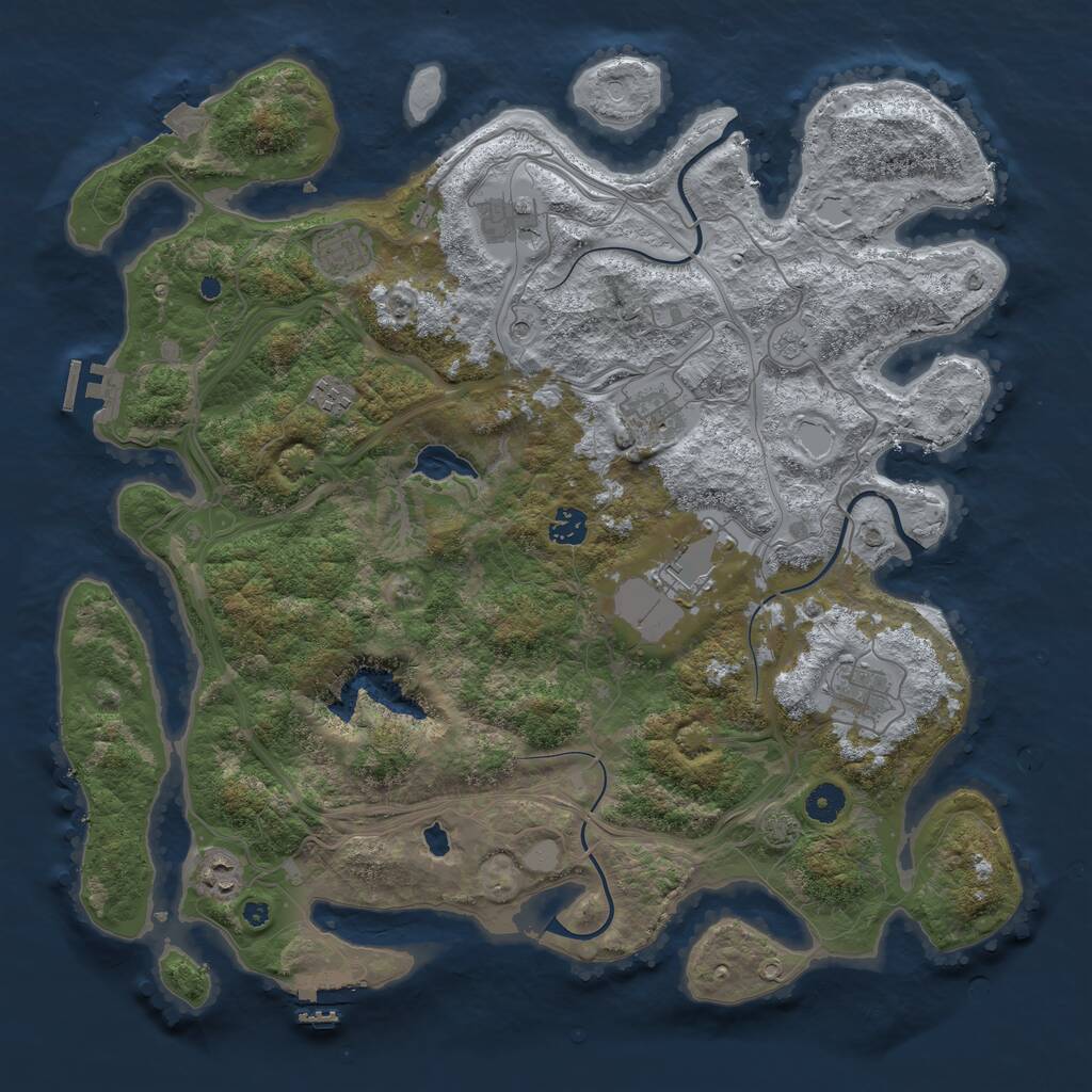 Rust Map: Procedural Map, Size: 4250, Seed: 792502068, 14 Monuments