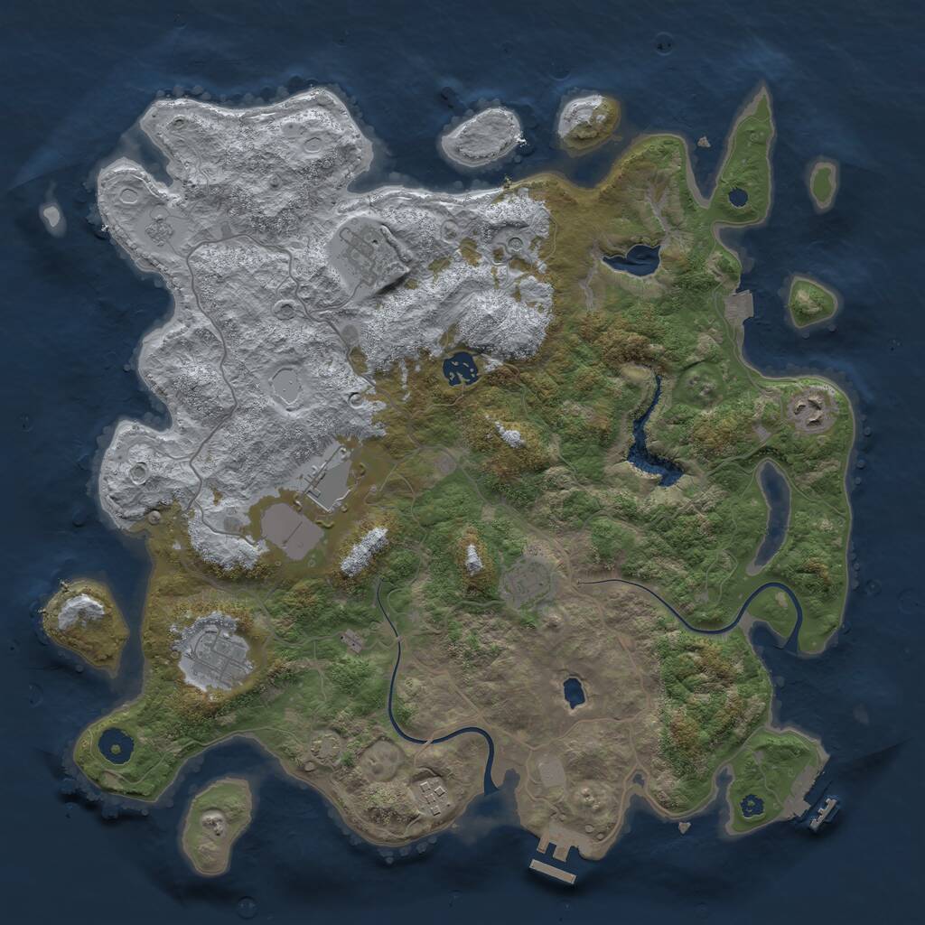 Rust Map: Procedural Map, Size: 4000, Seed: 1313593713, 13 Monuments