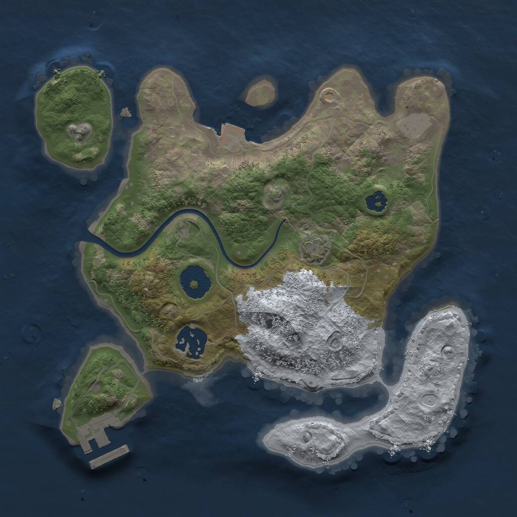 Rust Map: Procedural Map, Size: 2500, Seed: 49997, 4 Monuments