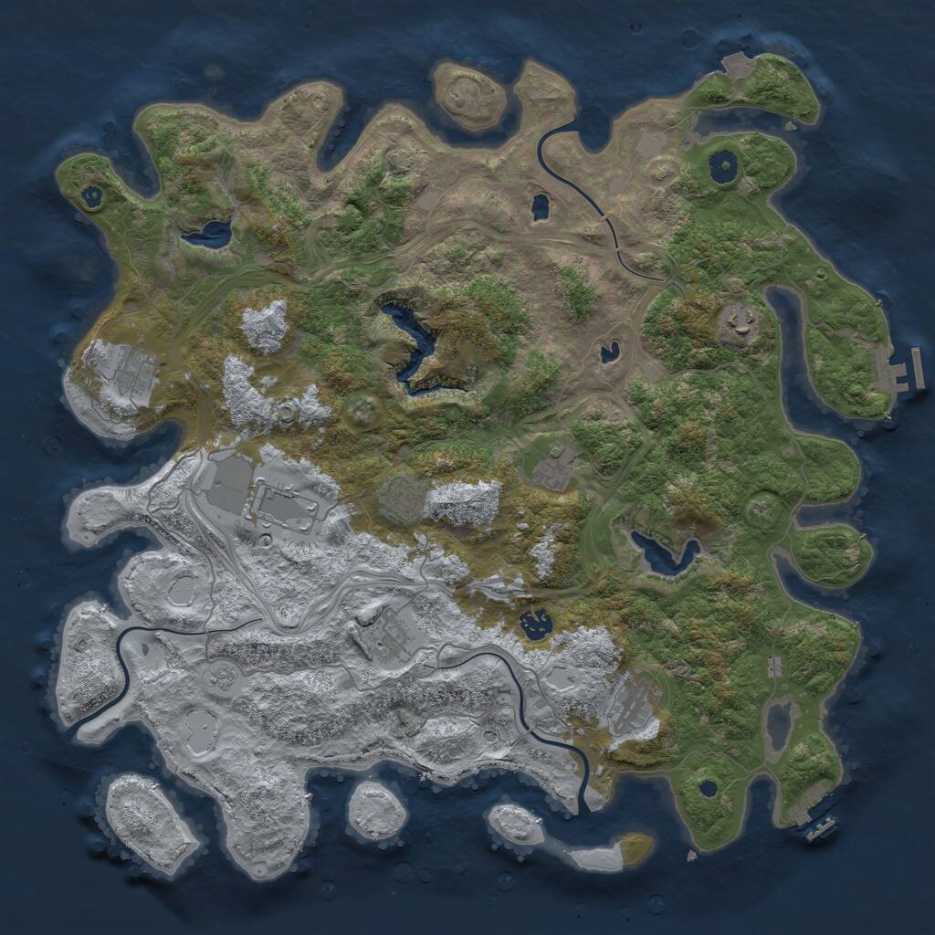 Rust Map: Procedural Map, Size: 4500, Seed: 1266377137, 14 Monuments