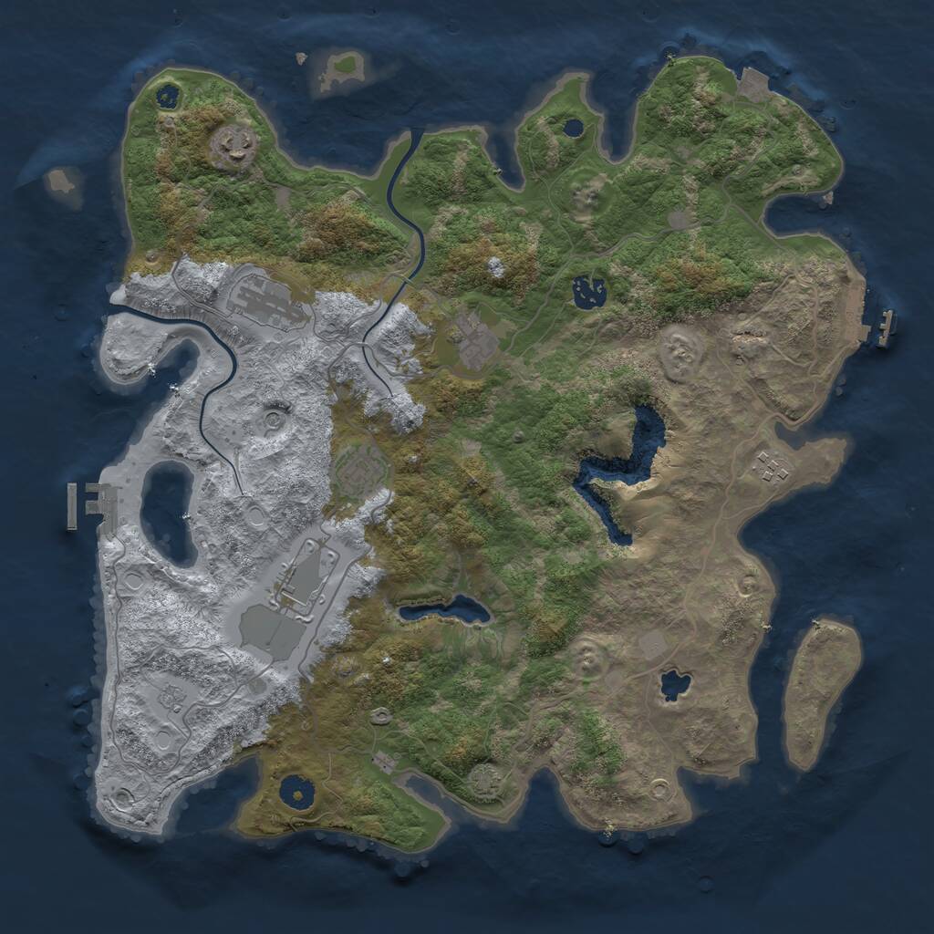 Rust Map: Procedural Map, Size: 4000, Seed: 973409809, 13 Monuments