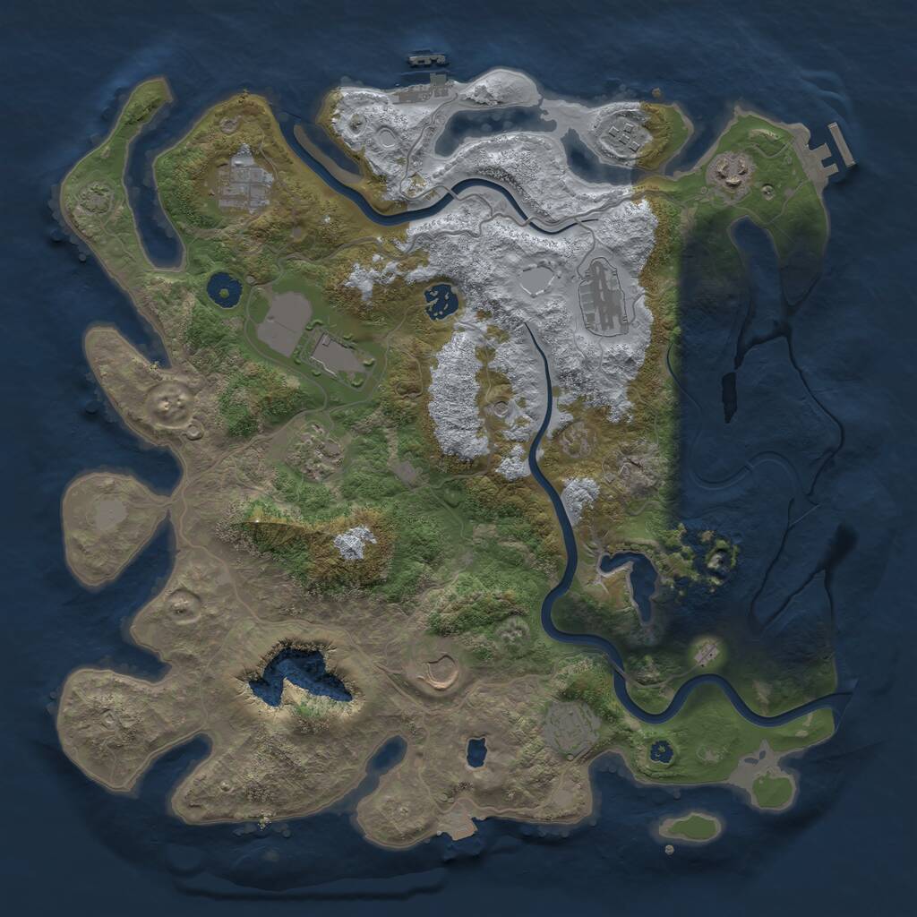 Rust Map: Procedural Map, Size: 4000, Seed: 726701899, 14 Monuments