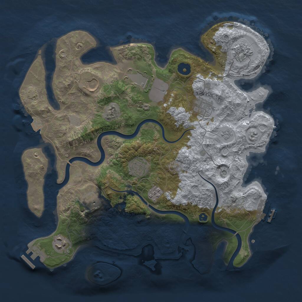 Rust Map: Procedural Map, Size: 3500, Seed: 316429663, 14 Monuments
