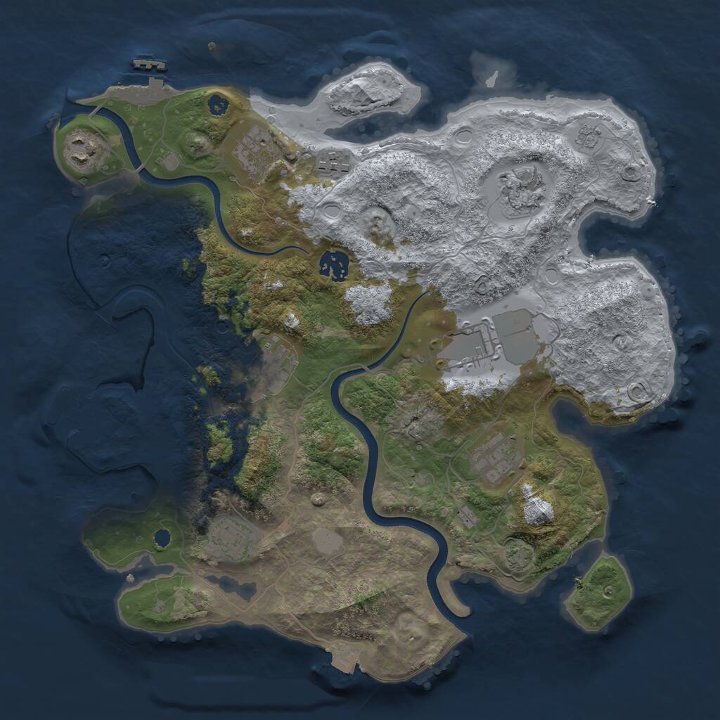 Rust Map: Procedural Map, Size: 3500, Seed: 942274768, 15 Monuments