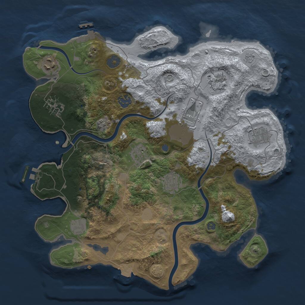 Rust Map: Procedural Map, Size: 3500, Seed: 942274768, 17 Monuments