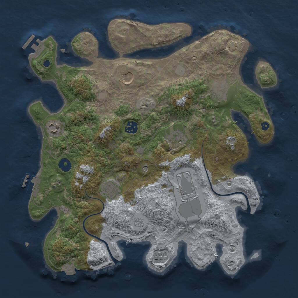 Rust Map: Procedural Map, Size: 3500, Seed: 93049706, 14 Monuments