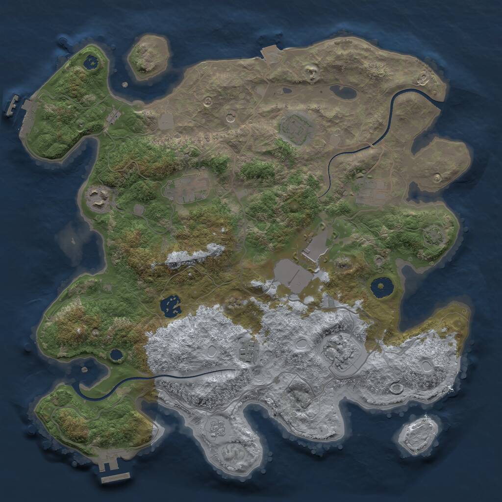 Rust Map: Procedural Map, Size: 3500, Seed: 819533490, 14 Monuments