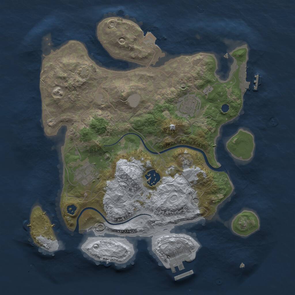 Rust Map: Procedural Map, Size: 3000, Seed: 1327109493, 8 Monuments