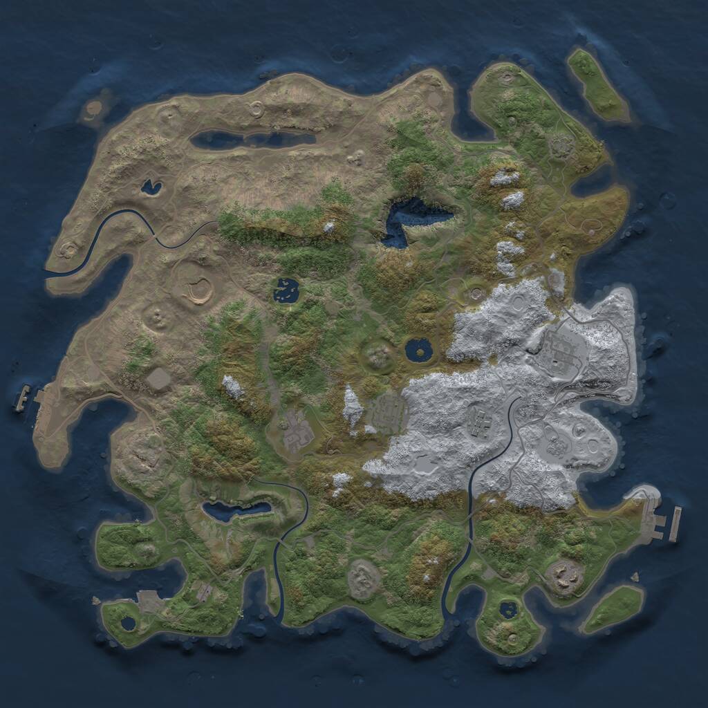 Rust Map: Procedural Map, Size: 4050, Seed: 422455909, 13 Monuments