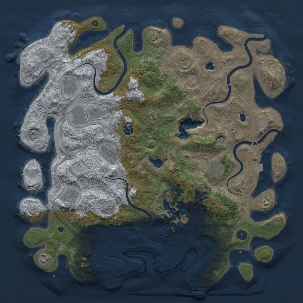 Rust Map: Procedural Map, Size: 4500, Seed: 1337691755, 16 Monuments