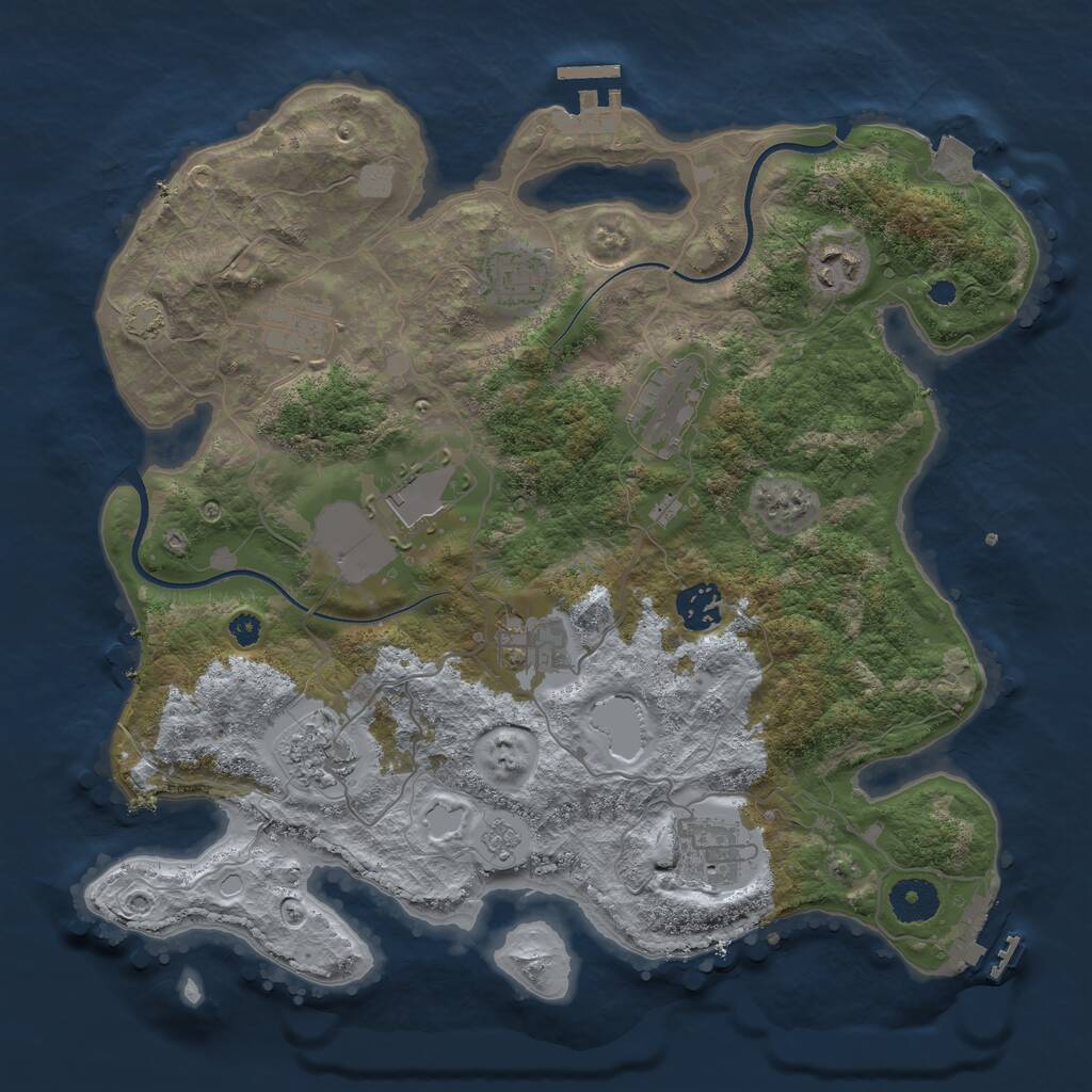 Rust Map: Procedural Map, Size: 3500, Seed: 2092489795, 14 Monuments