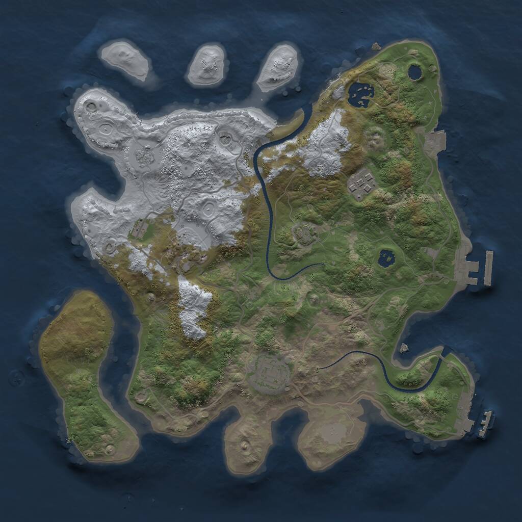 Rust Map: Procedural Map, Size: 3000, Seed: 1173514195, 10 Monuments