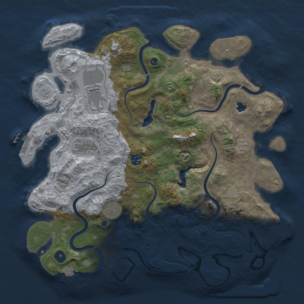 Rust Map: Procedural Map, Size: 4000, Seed: 602541716, 11 Monuments