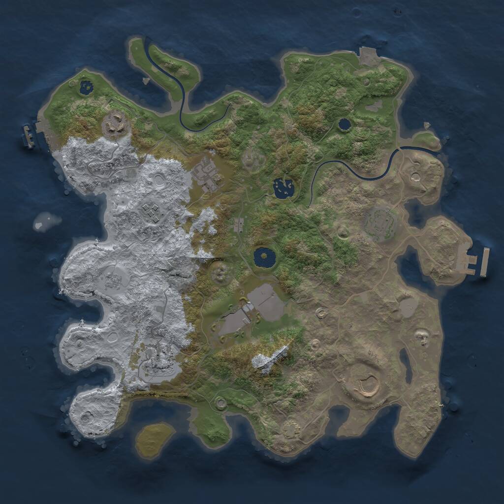 Rust Map: Procedural Map, Size: 3500, Seed: 53075560, 14 Monuments
