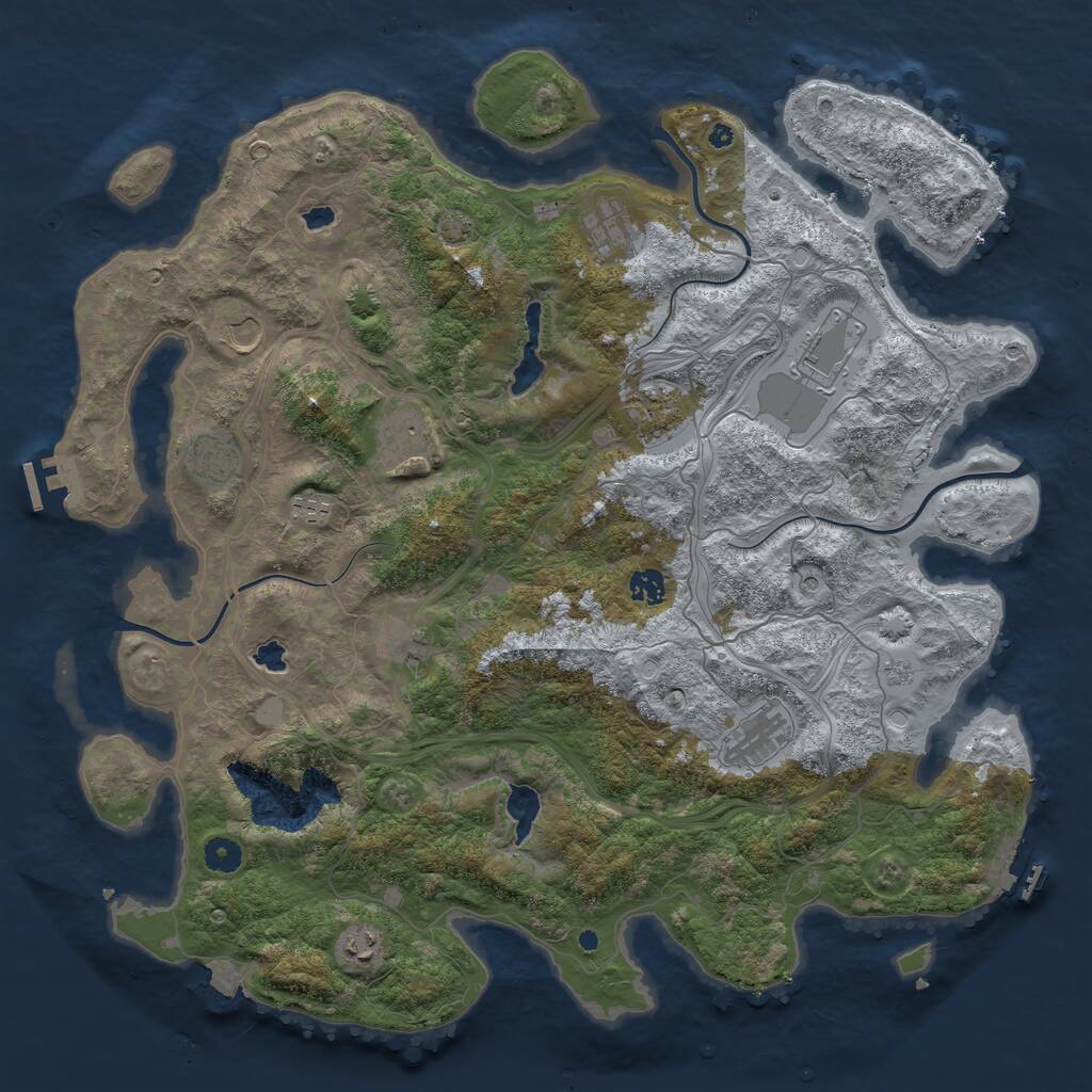Rust Map: Procedural Map, Size: 4500, Seed: 1466117807, 17 Monuments