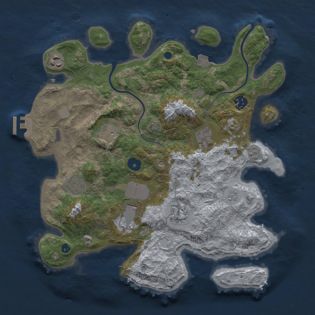 Rust Map: Procedural Map, Size: 3500, Seed: 97780590, 13 Monuments