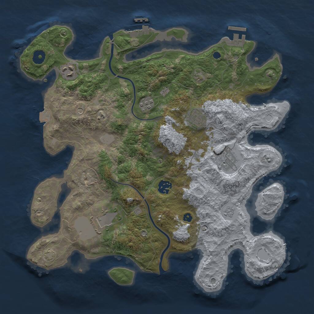 Rust Map: Procedural Map, Size: 3500, Seed: 630152837, 12 Monuments