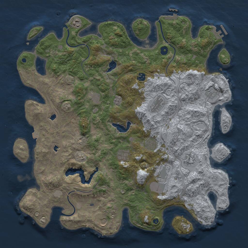 Rust Map: Procedural Map, Size: 4500, Seed: 1468098195, 17 Monuments