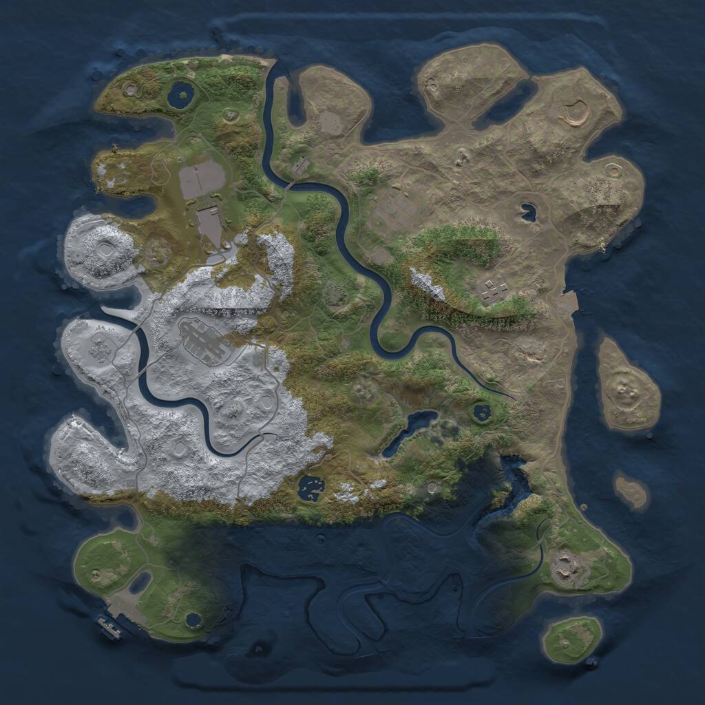 Rust Map: Procedural Map, Size: 4000, Seed: 1300329207, 12 Monuments