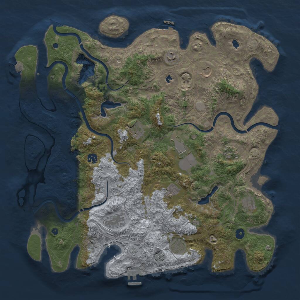 Rust Map: Procedural Map, Size: 4500, Seed: 910878165, 17 Monuments