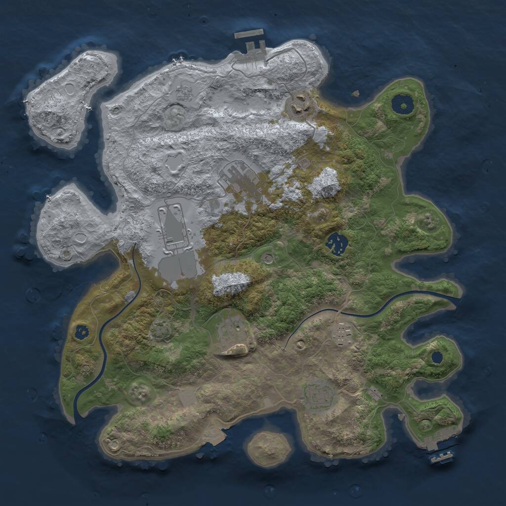 Rust Map: Procedural Map, Size: 3500, Seed: 535050339, 13 Monuments
