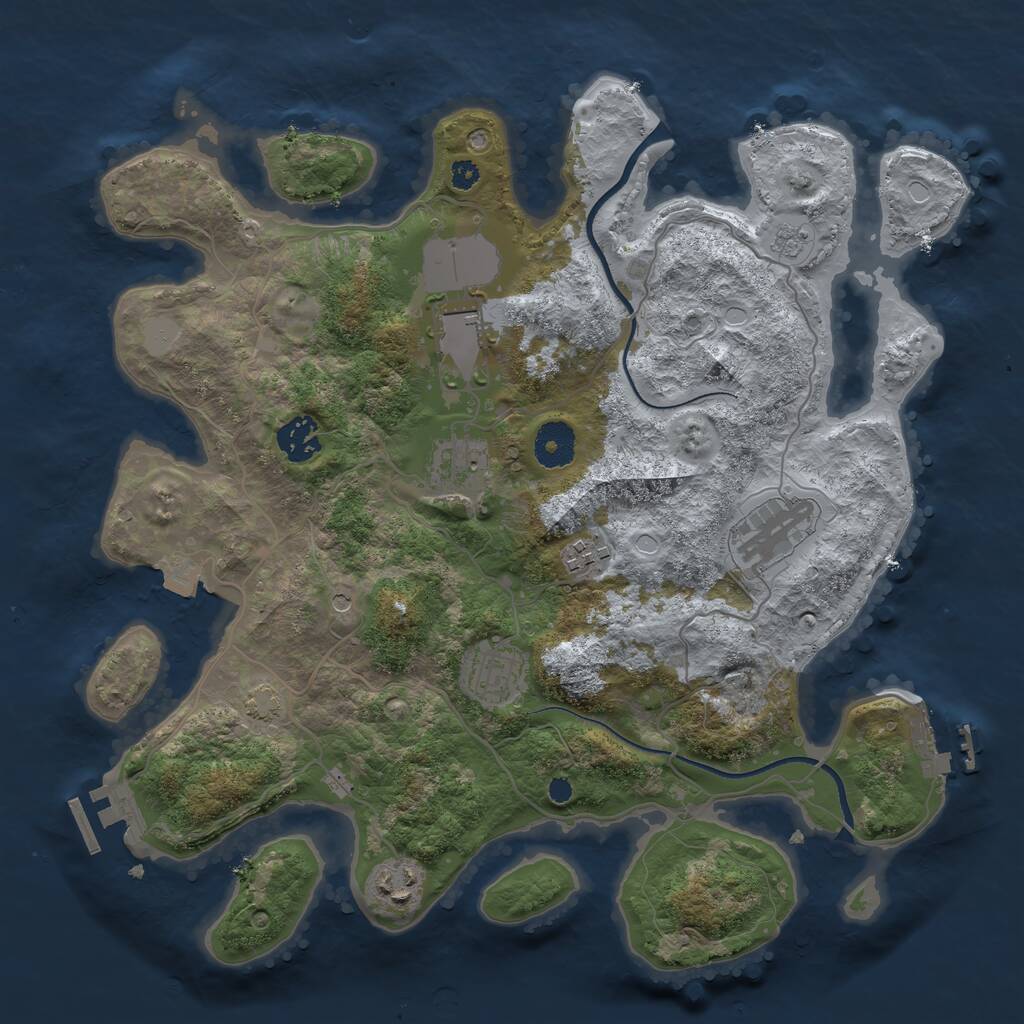 Rust Map: Procedural Map, Size: 3500, Seed: 149648604, 13 Monuments