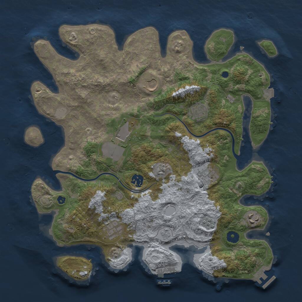 Rust Map: Procedural Map, Size: 3700, Seed: 1137857051, 13 Monuments