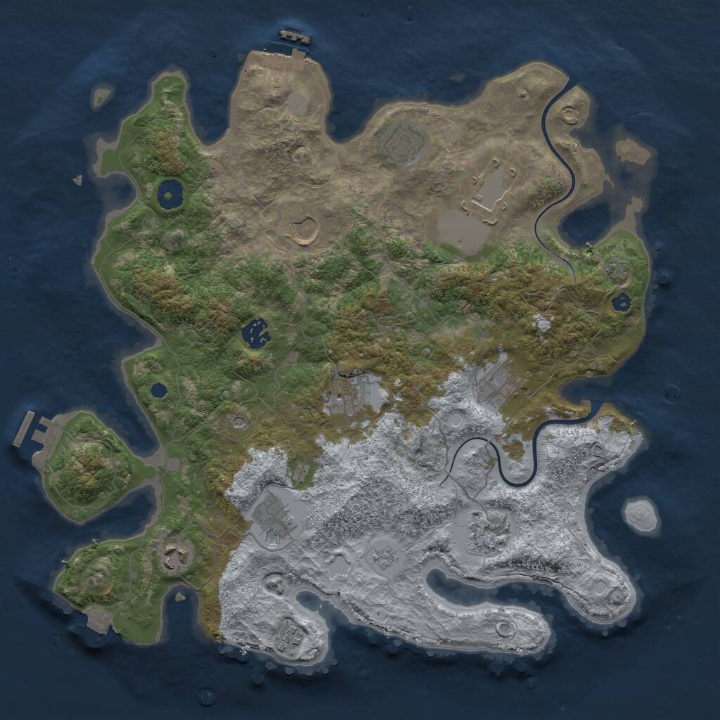 Rust Map: Procedural Map, Size: 3800, Seed: 116804942, 16 Monuments