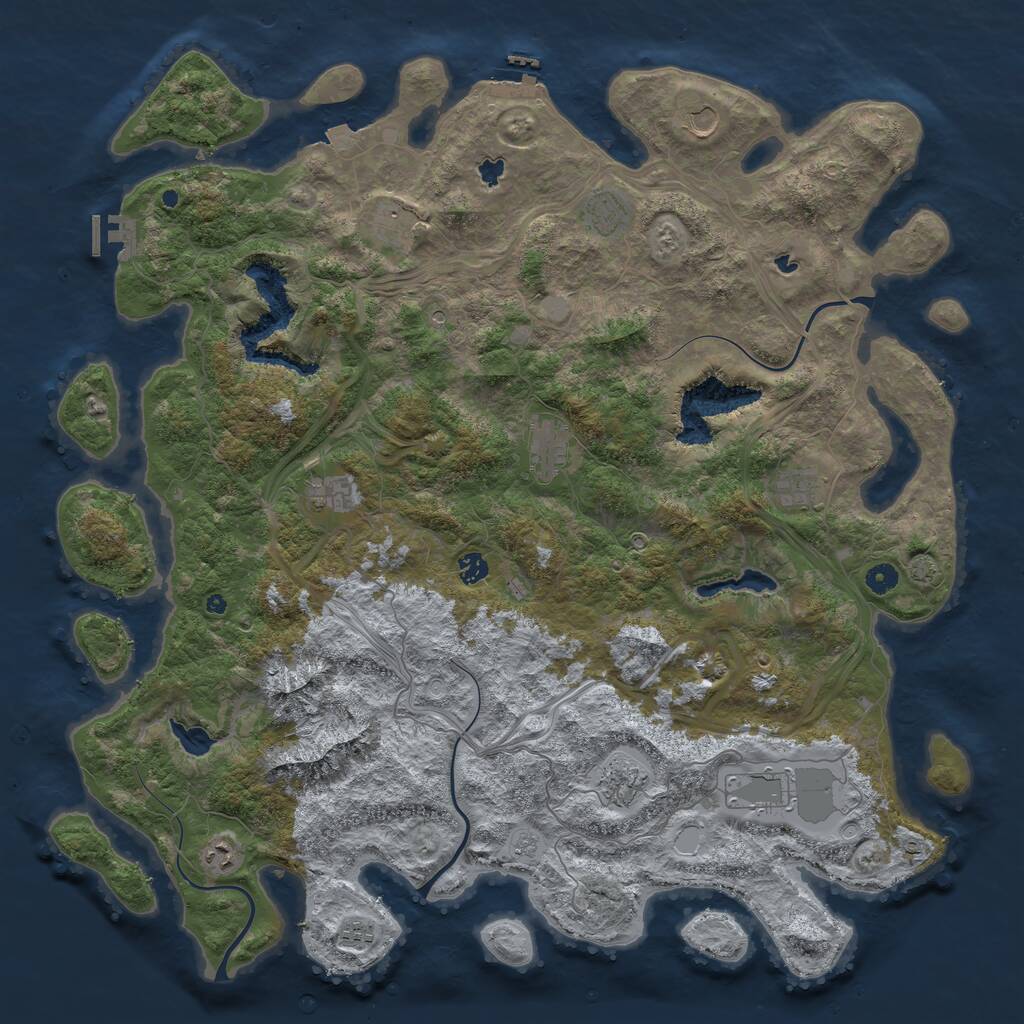 Rust Map: Procedural Map, Size: 5000, Seed: 75623, 17 Monuments