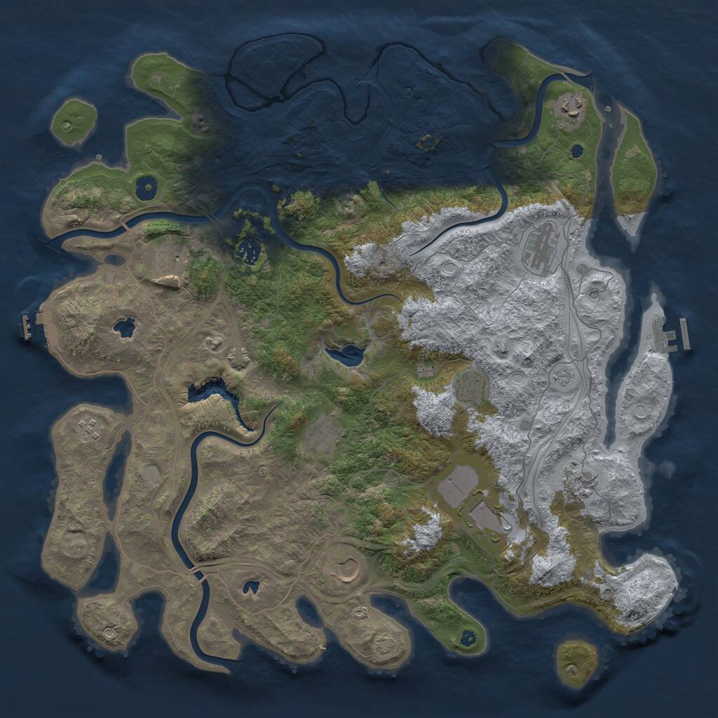 Rust Map: Procedural Map, Size: 4500, Seed: 1042315193, 16 Monuments