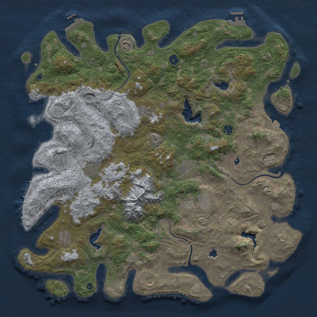 Rust Map: Procedural Map, Size: 5000, Seed: 641626309, 16 Monuments