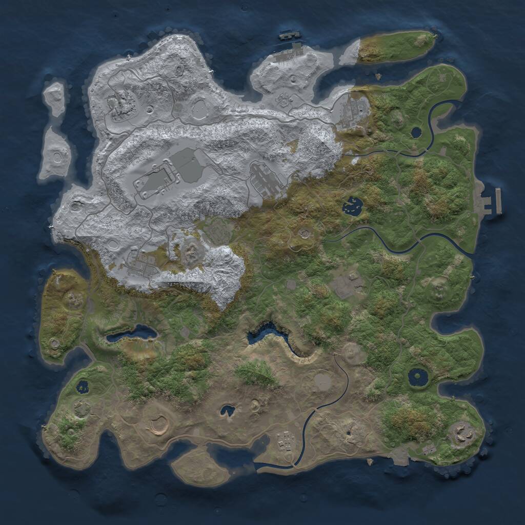 Rust Map: Procedural Map, Size: 4050, Seed: 1921742205, 17 Monuments
