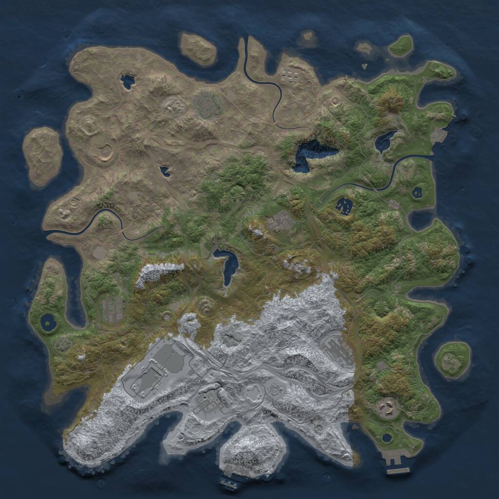 Rust Map: Procedural Map, Size: 4500, Seed: 1609792027, 16 Monuments