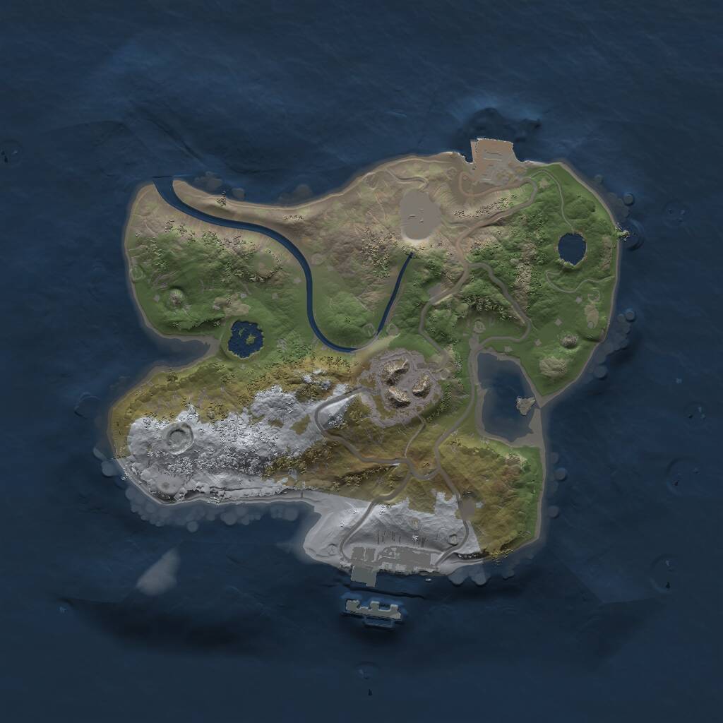 Rust Map: Procedural Map, Size: 2000, Seed: 755313, 3 Monuments