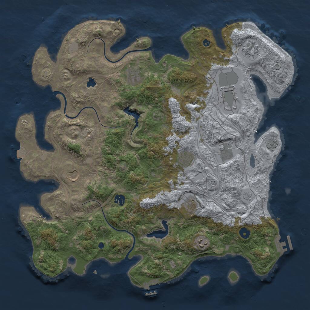 Rust Map: Procedural Map, Size: 4250, Seed: 399345862, 16 Monuments