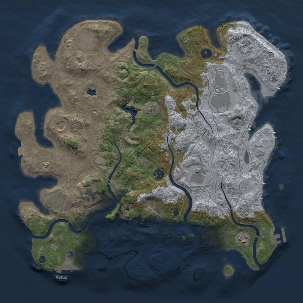 Rust Map: Procedural Map, Size: 4250, Seed: 399345862, 16 Monuments