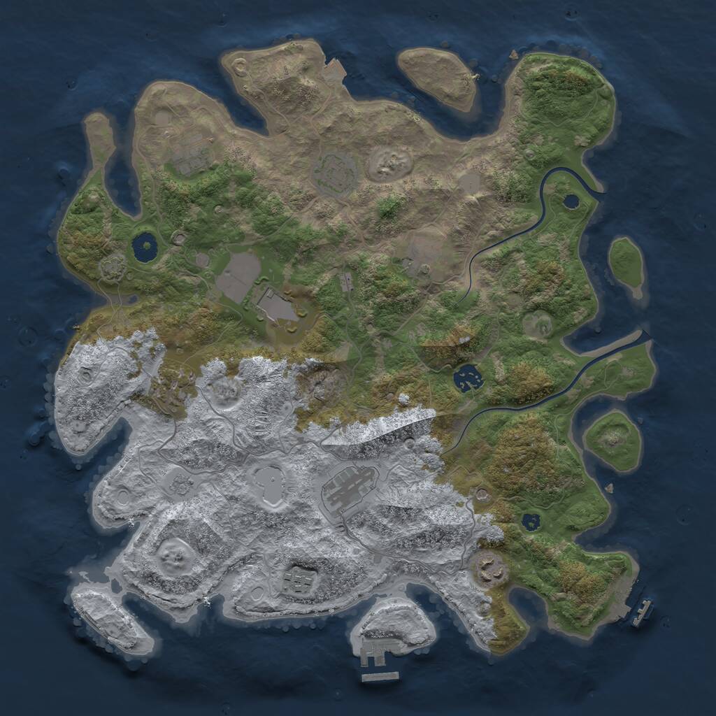 Rust Map: Procedural Map, Size: 3900, Seed: 222, 15 Monuments