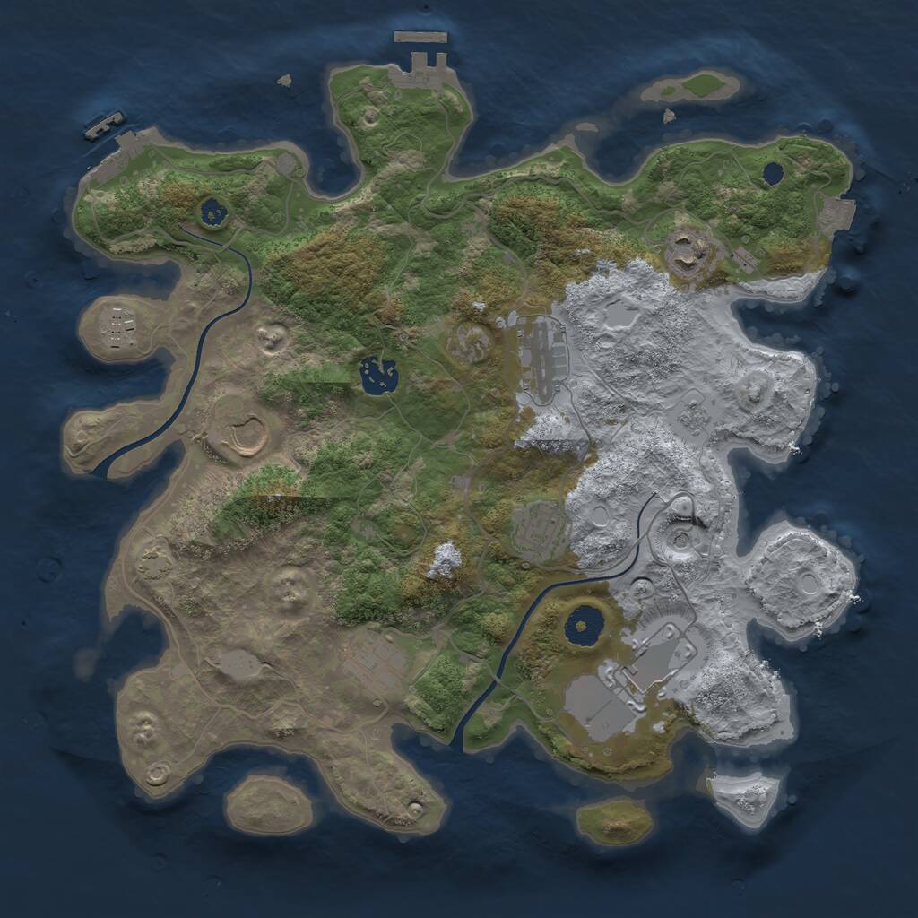 Rust Map: Procedural Map, Size: 3500, Seed: 164791612, 14 Monuments