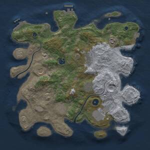 Thumbnail Rust Map: Procedural Map, Size: 3500, Seed: 164791612, 14 Monuments