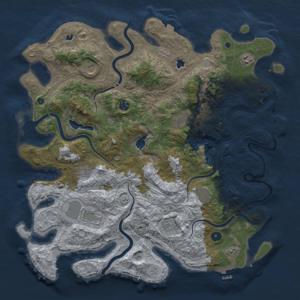 Rust Map: Procedural Map, Size: 4500, Seed: 1884248767, 15 Monuments