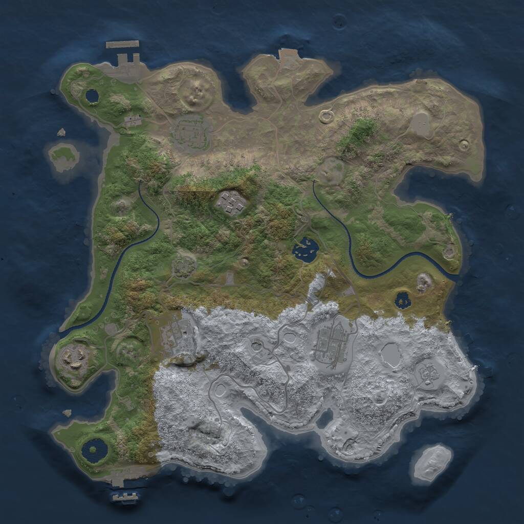 Rust Map: Procedural Map, Size: 3200, Seed: 1736377124, 12 Monuments
